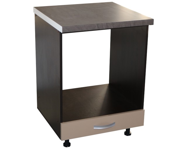Corp pentru cuptor incorporabil cu sertar Zebra, Wenge/Cappuccino, cu blat beton, 60 x 85 x 60 cm